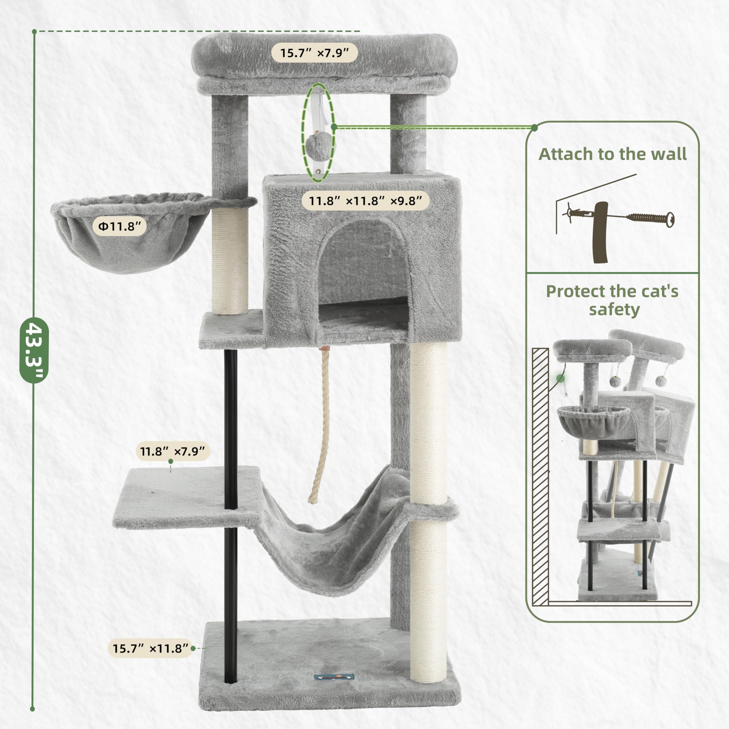 Gitelsnour Arbre à chat – tissu peluche doux pour chaleur et confort.