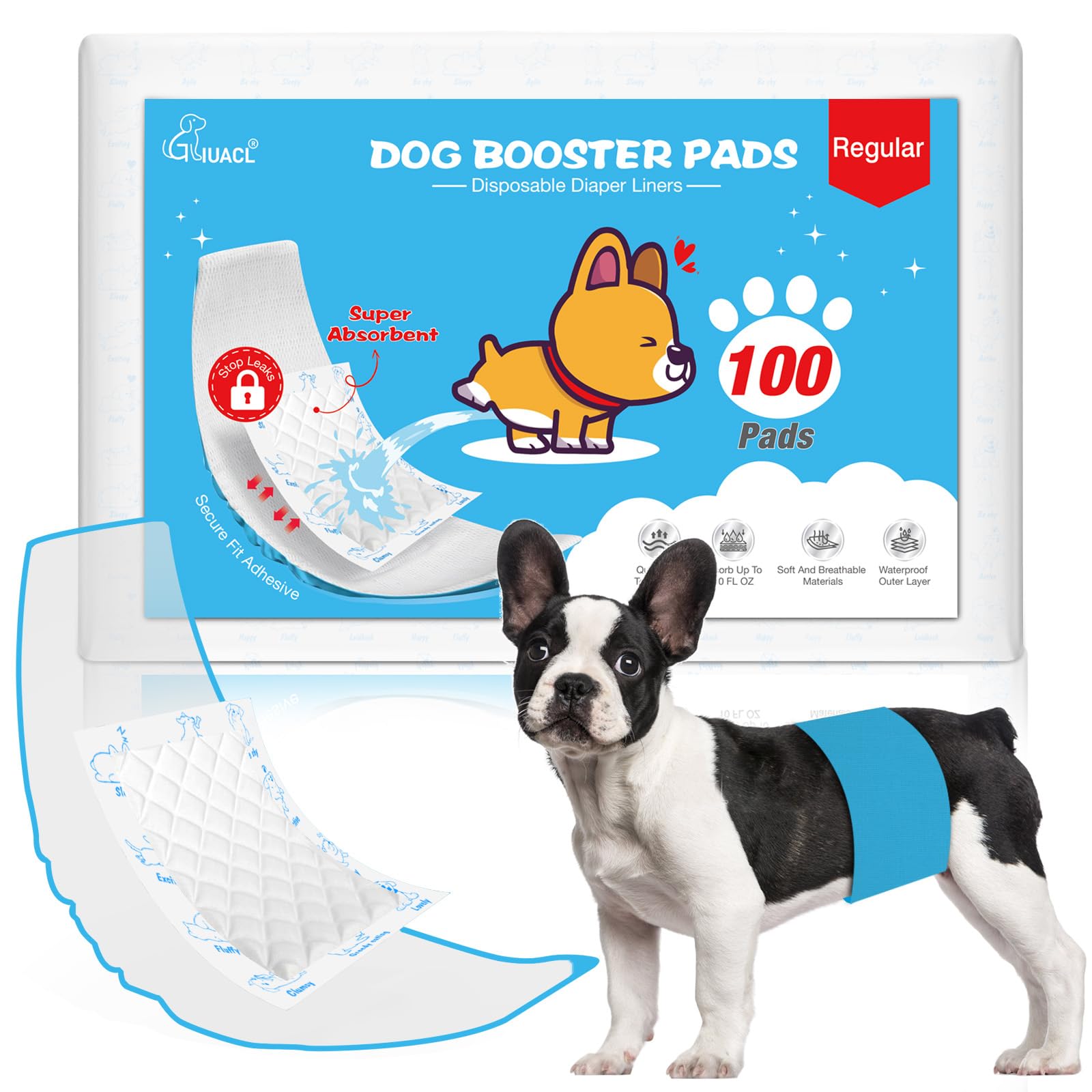 GIUACL protections absorbantes pour chiens, absorption rapide et maintien sec.