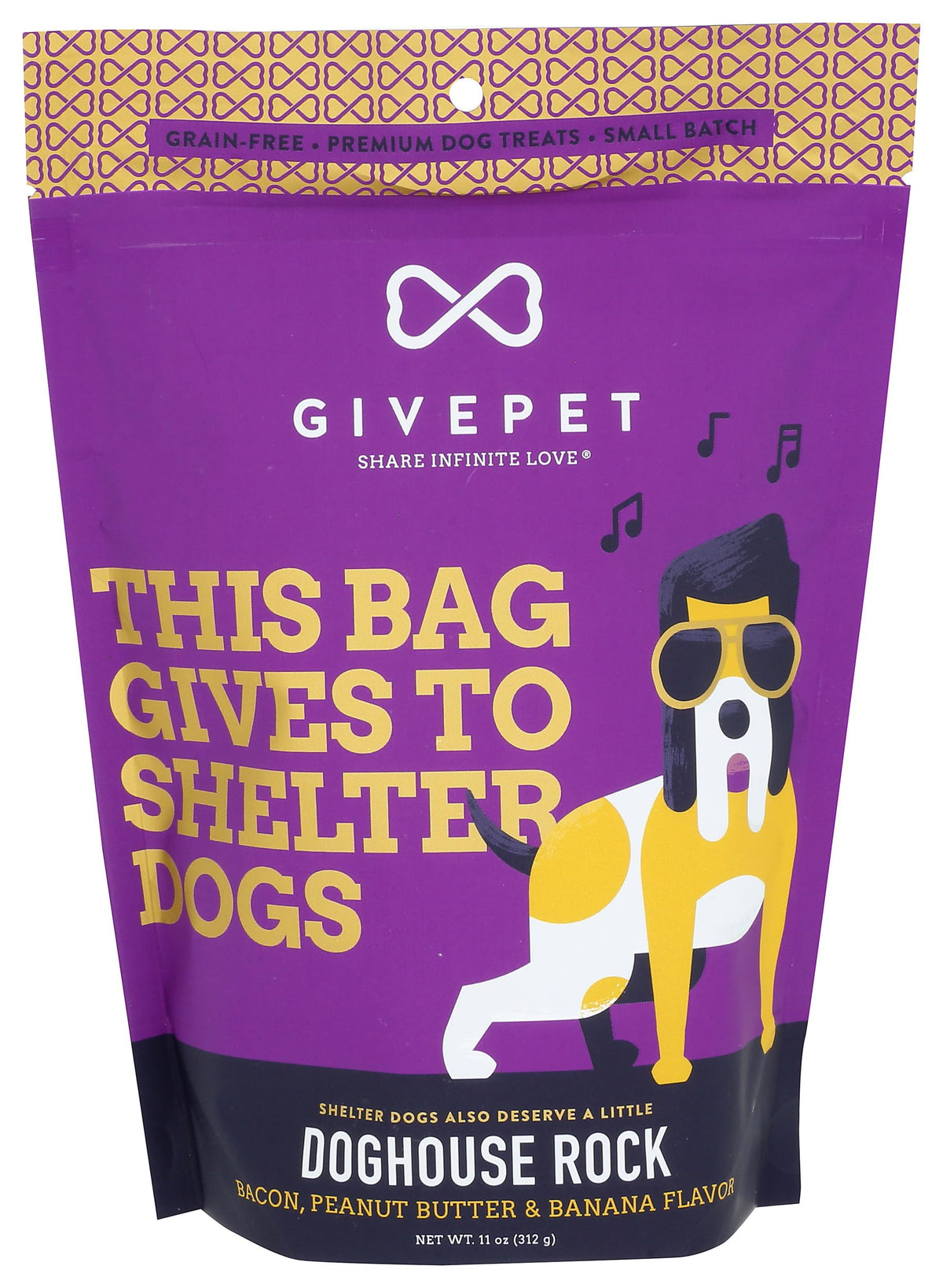Friandise GivePet Doghouse Rock bacon pour l'entraînement et récompense quotidienne.