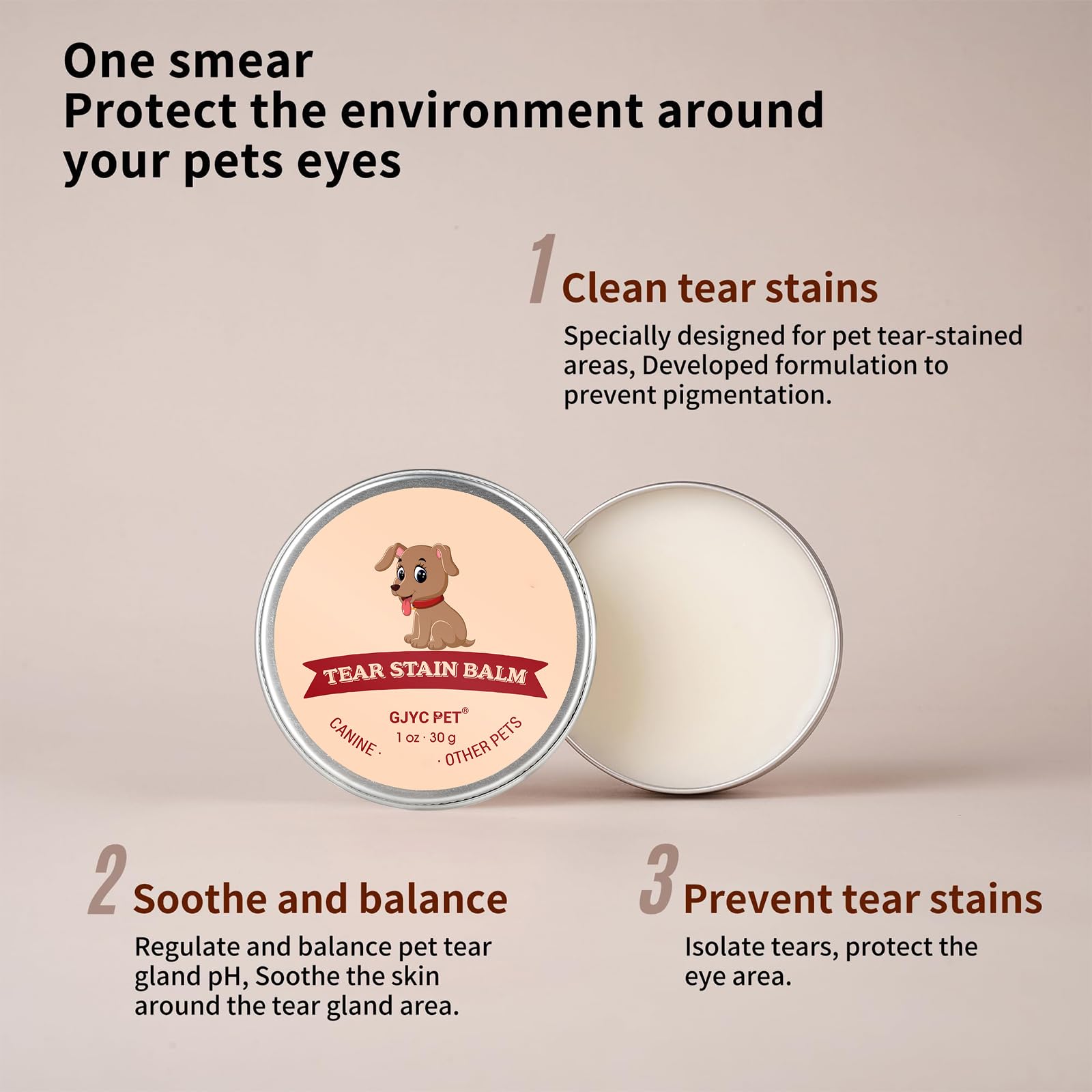 GJYC PET formule douce et sure pour yeux sensibles chiens chats, 1oz.