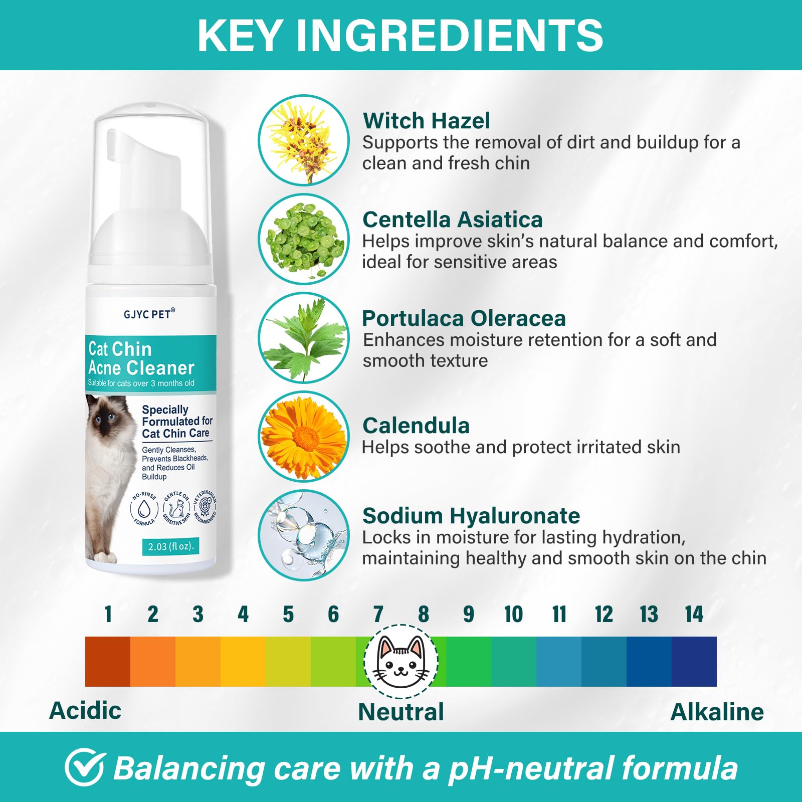 Mousse nettoyante douce menton-chat pour soin apaisant