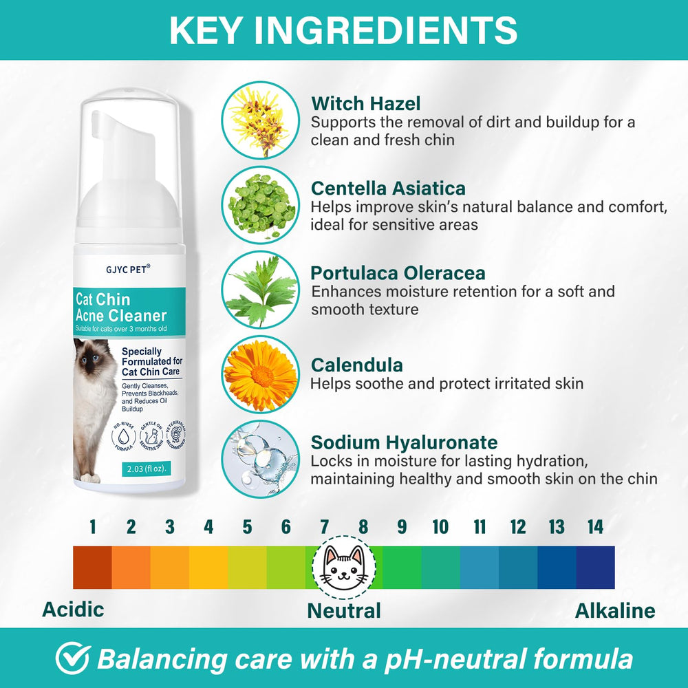 Mousse nettoyante douce menton-chat pour soin apaisant