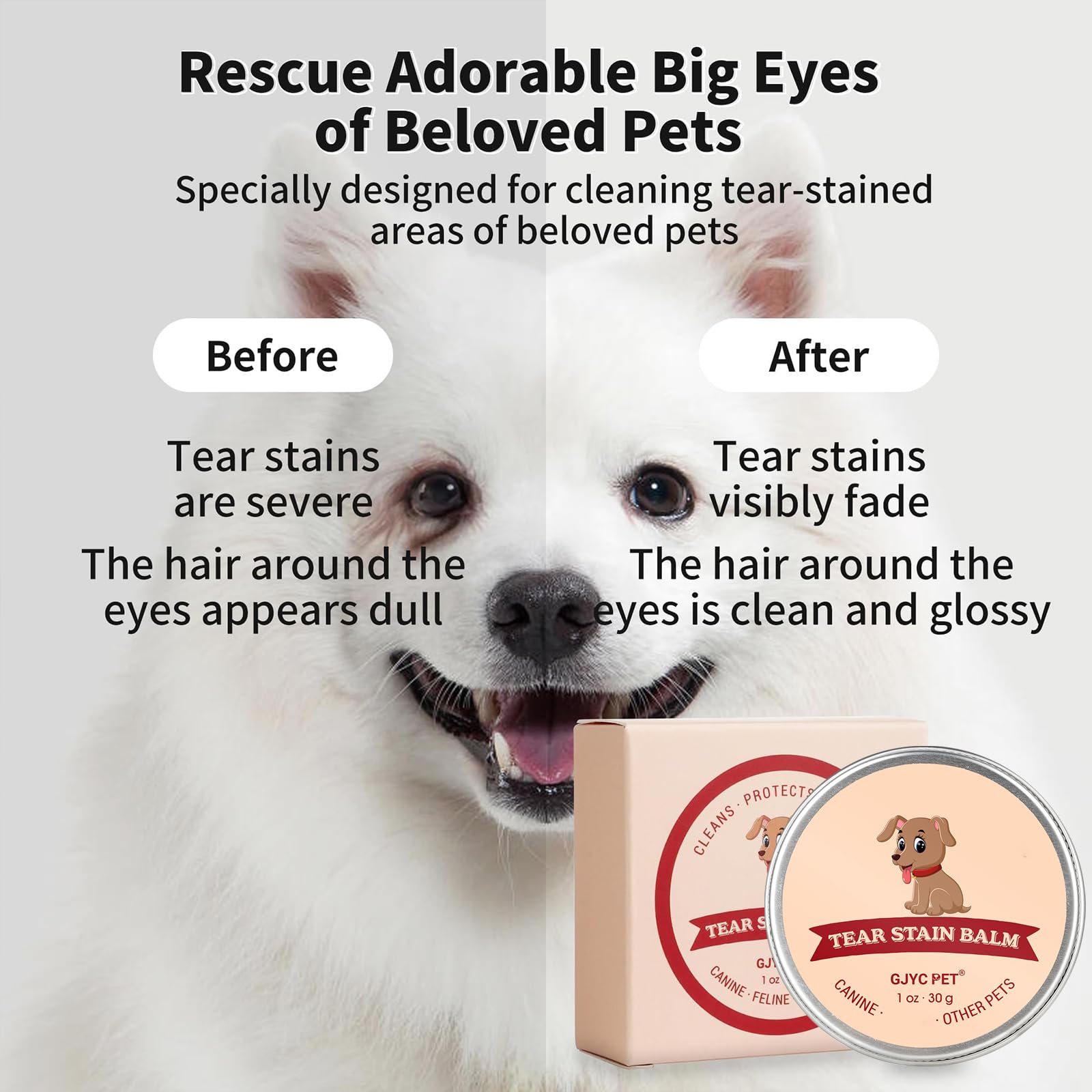 GJYC PET nettoyant croutes oculaires chien chat, 1oz, propreté visuelle.