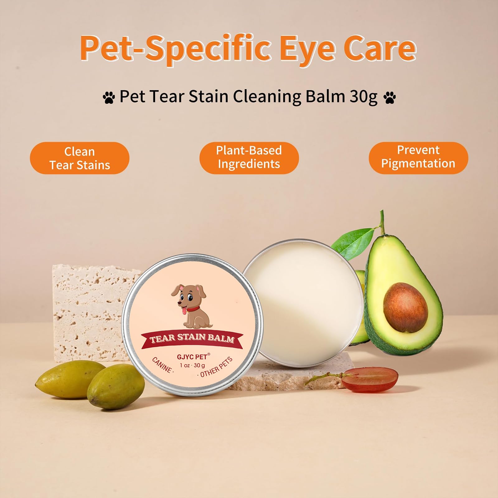 GJYC PET soin quotidien yeux et poils blancs chien chat, bouteille 1oz.