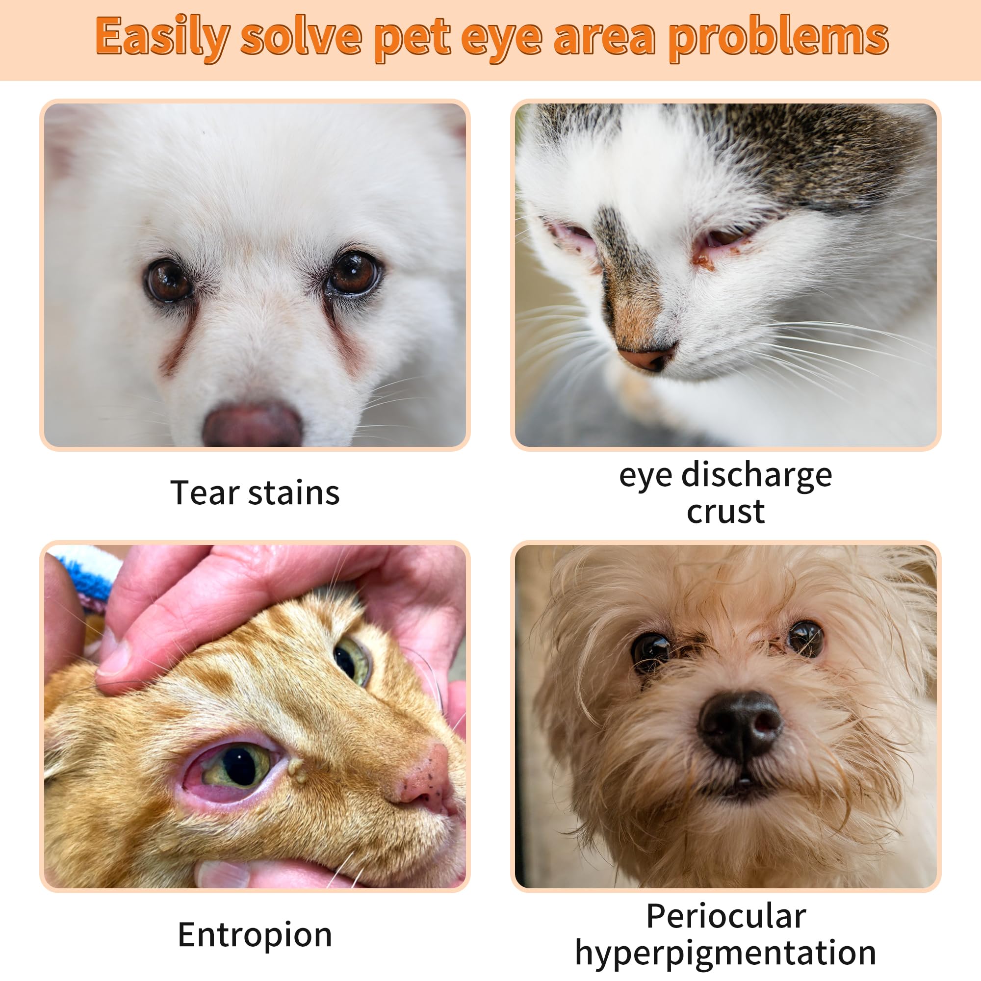 GJYC PET solution nettoyage oeil pro chien chat, 1oz, usage polyvalent.