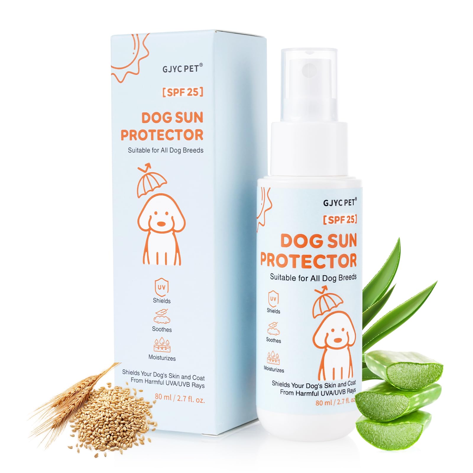 GJYC PET spray solaire chien SPF25, protection UV fiable lors des promenades en plein soleil.