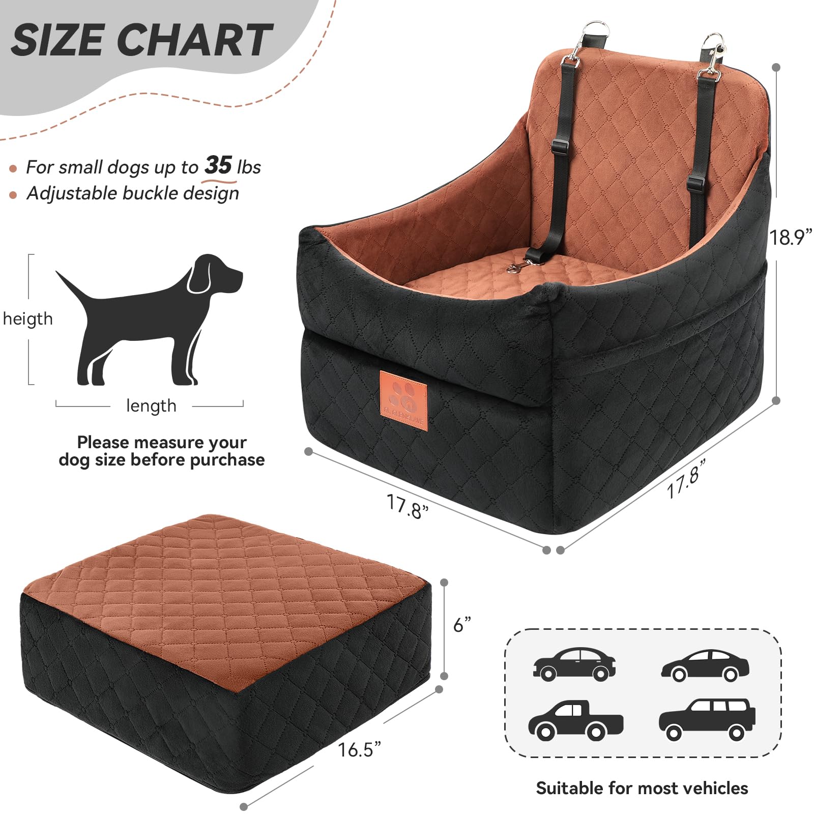GL GLENSLAVE ceintures de sécurité ajustables pour chien en déplacement