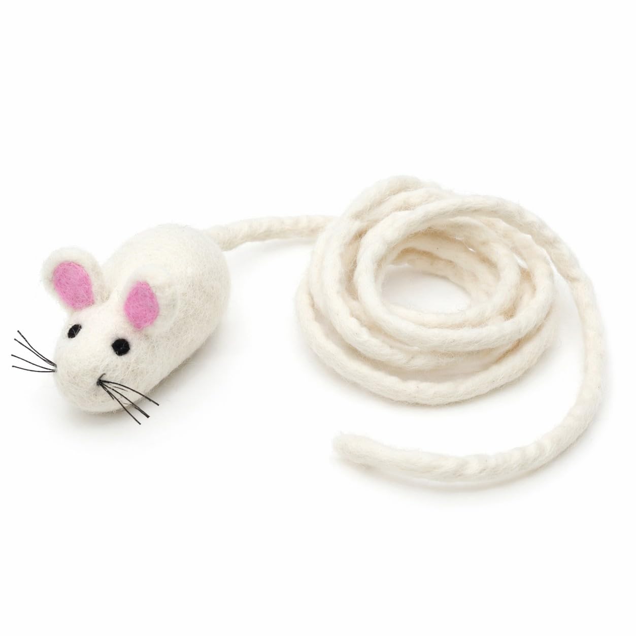 Souris en feutre Glaciart One, corps blanc, pour enrichissement tactile et jeu quotidien.
