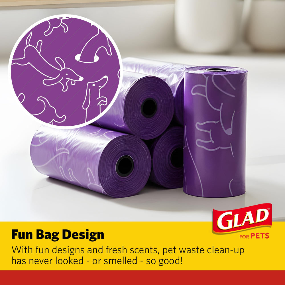 Distributeur Glad for Pets, recharge facile avec ces sacs lavande.
