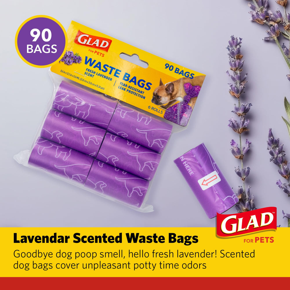 Sac Glad for Pets parfum lavande, résistance à la déchirure lors du ramassage.