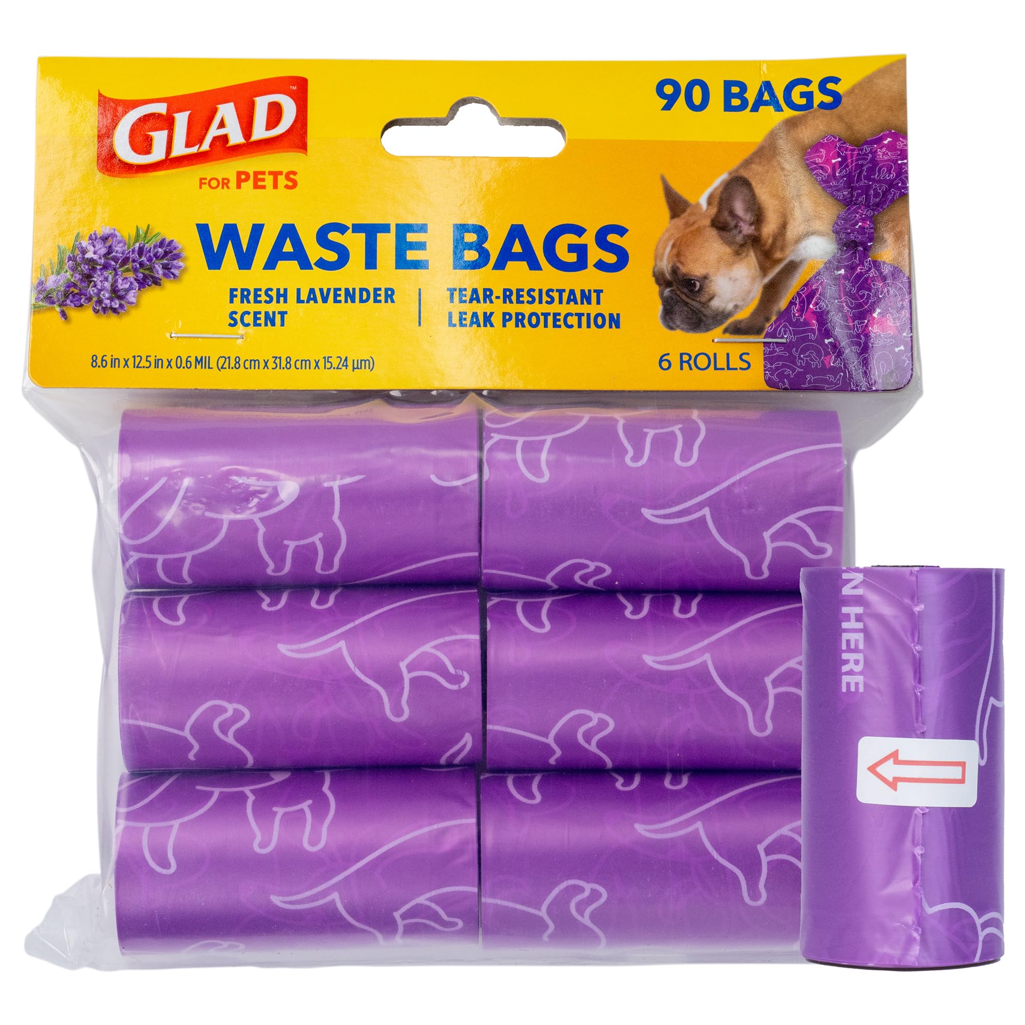 Glad for Pets lavande sacs sur rouleaux, pratique pour sorties propres.