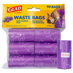 Glad for Pets lavande sacs sur rouleaux, pratique pour sorties propres.