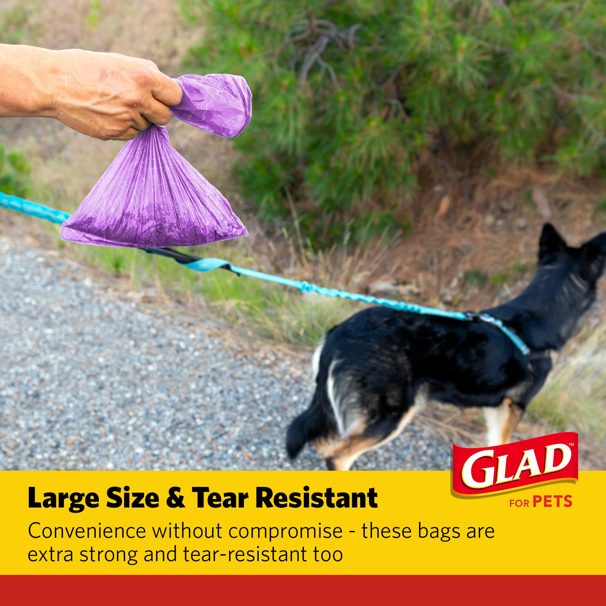 Sac Glad for Pets parfum lavande, protection anti-fuite, idéal en voiture.