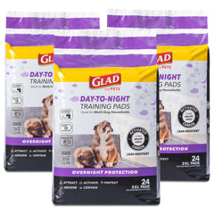 Glad pads Jour-Nuit au charbon actif captent les odeurs pour l’entraînement en intérieur.