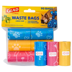 Glad for Pets – sacs parfumés citron, rouleaux pratiques pour sorties propres.