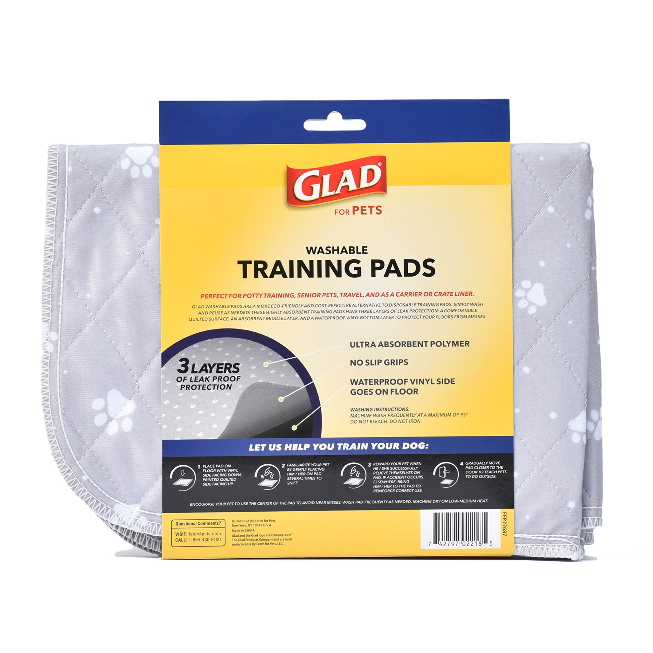 GLAD pour animaux: tapis lavable en machine pour usage quotidien