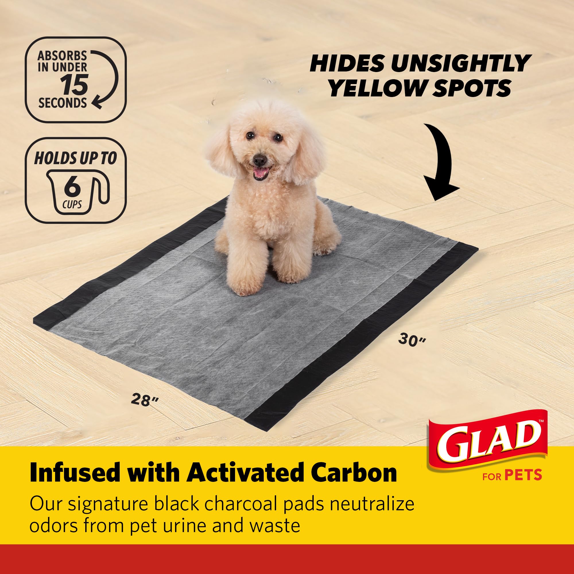 Glad pour chiens: tapis absorbant 5 couches protection durable du sol