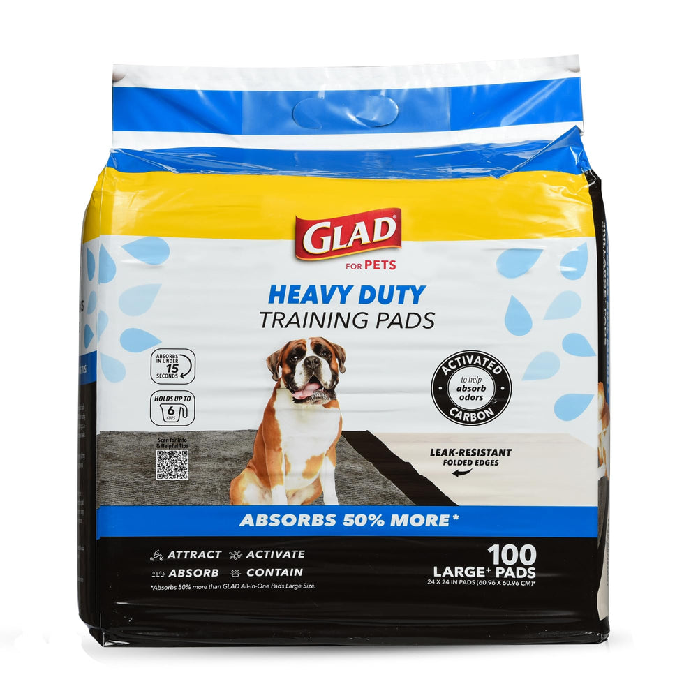 Tampon Glad d'entraînement au charbon actif avec surface matelassée, réduction d'odeur pour chiens.