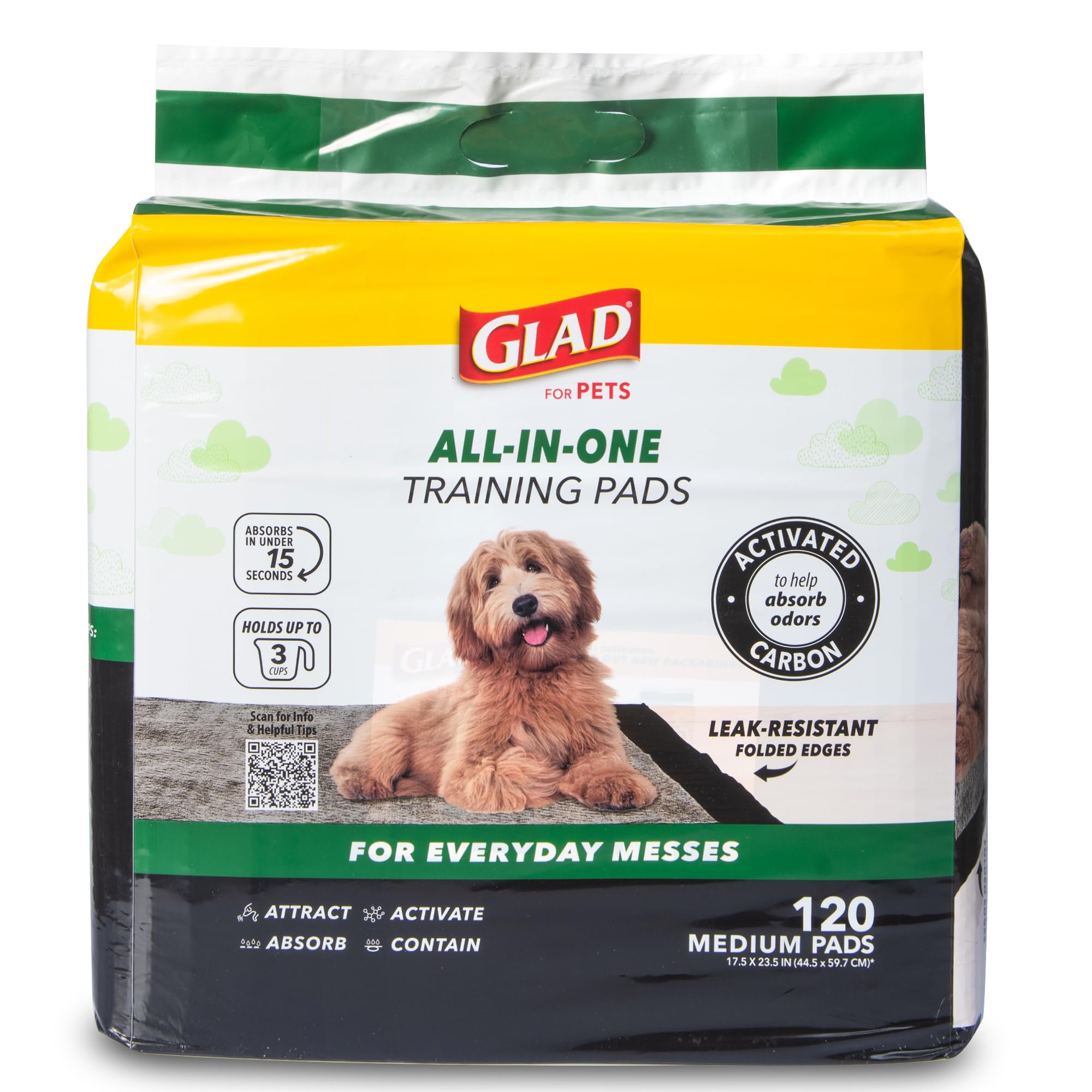 Tapis-pipi Glad Charbon avec absorption supérieure et odeur maîtrisée.