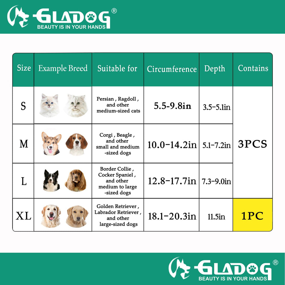 GLADOG collier conique doux, matériau PVC durable et lavable.