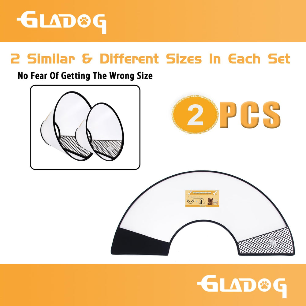 GLADOG cône en plastique transparent et doux, permet manger et boire normalement.