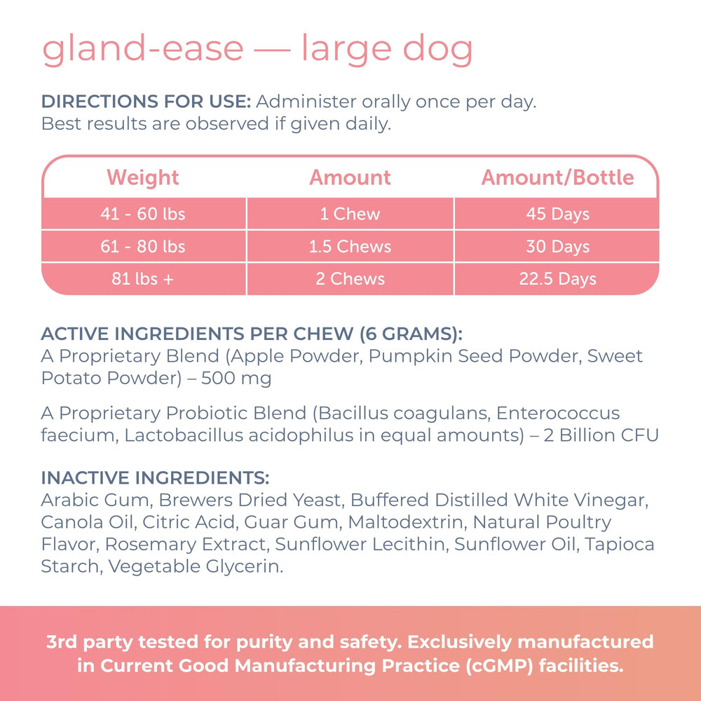 Gland-Ease texture ferme et goût agréable favorisant l'utilisation quotidienne.