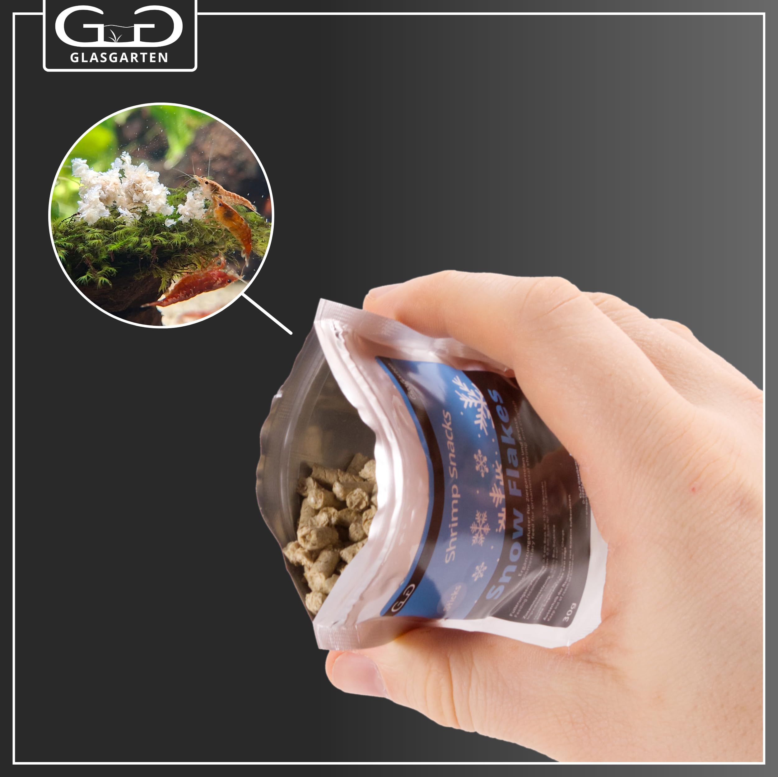 GlasGarten Flocons neige protéines et nutriments pour crevettes.