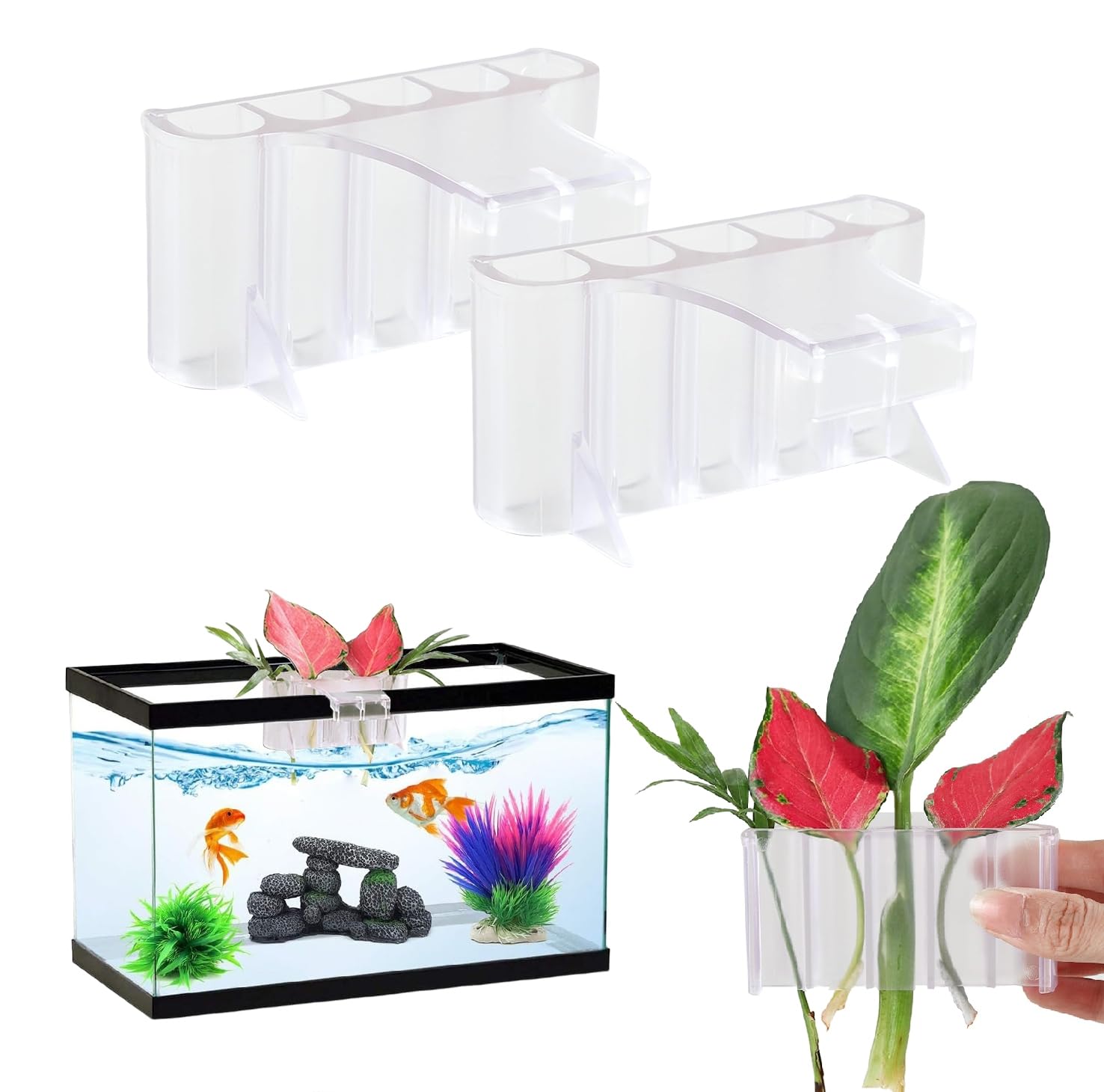 Porte-plante GLEFLE suspendu, décor sûr et stable pour plantes aquatiques.