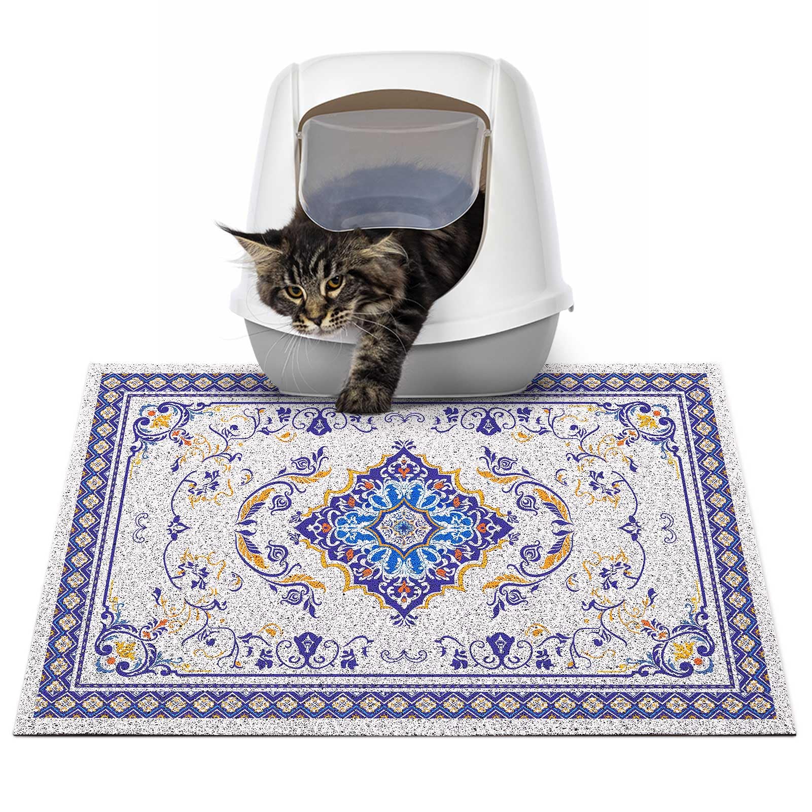 Glittme Tapis de litière pour chat avec fond antidérapant protège le sol