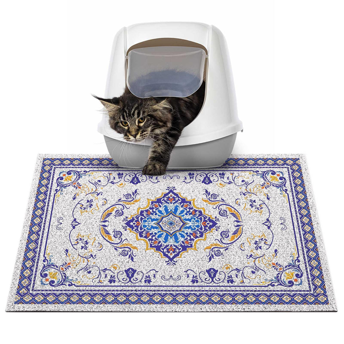 Glittme Tapis de litière pour chat avec fond antidérapant protège le sol