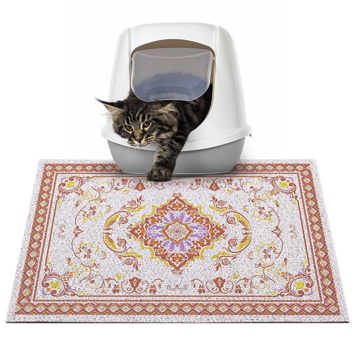 Tapis Glittme pour litière de chat, capture les grains et protège le sol.