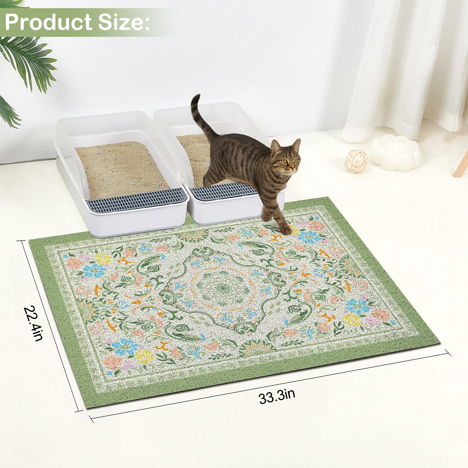 Glittme tapis litière chat collecte-litière capte les grains et évite éclaboussures.