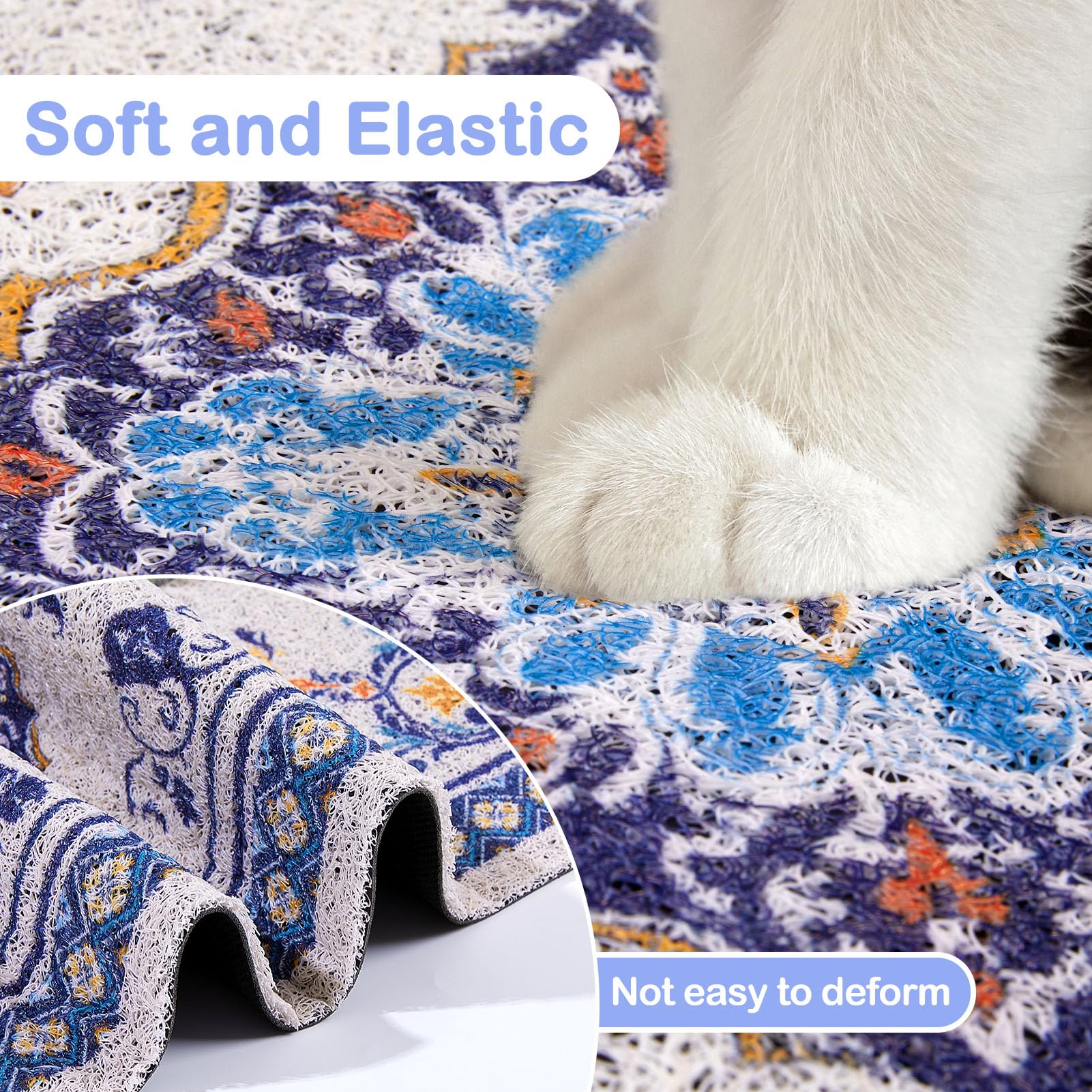 Glittme Tapis nettoyage facile peut être aspiré ou rincé
