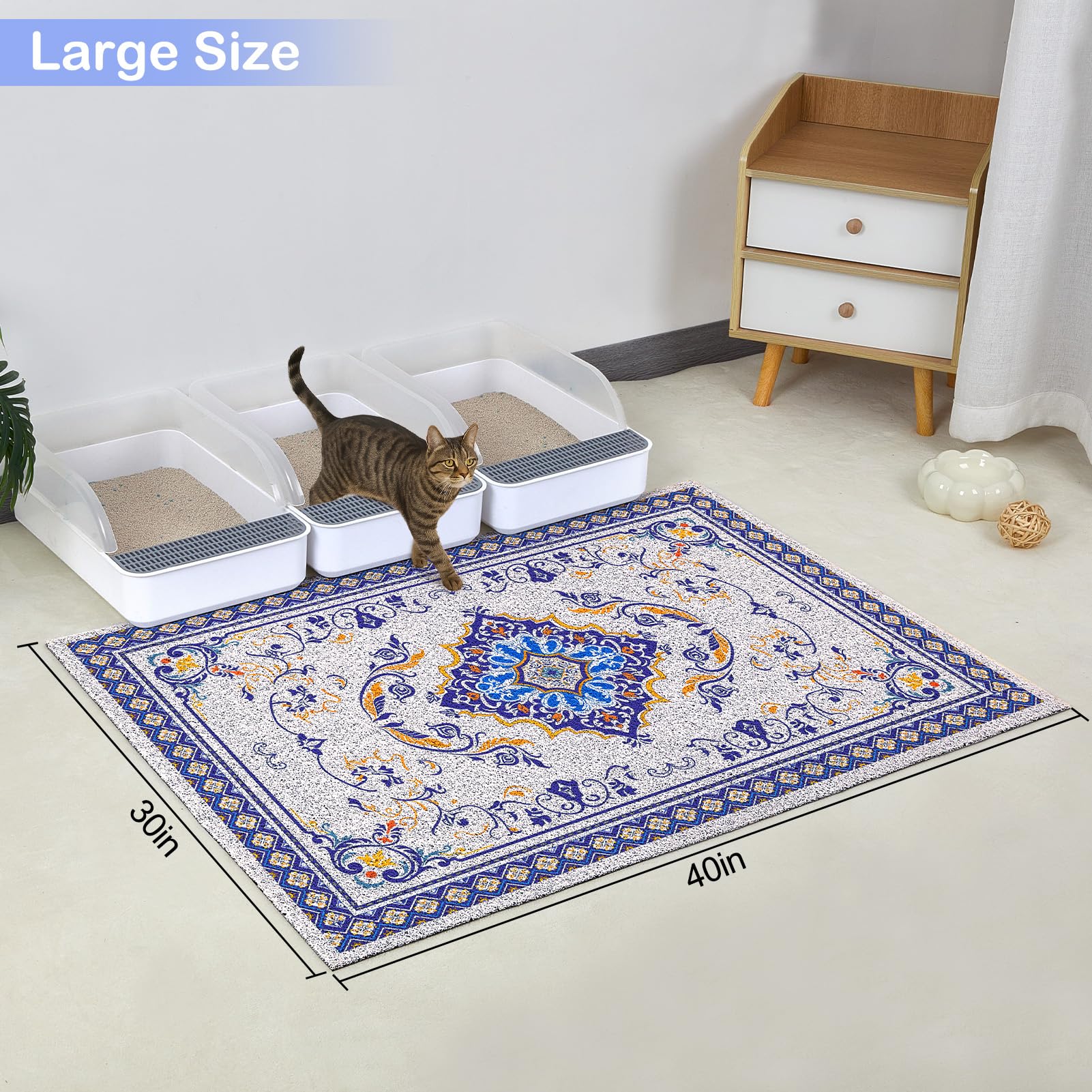 Glittme tapis-litiere-chat-xl-40x30 texture PVC douce pour les pattes