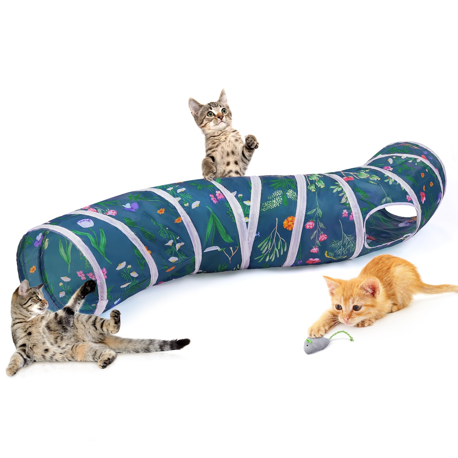Tunnel Glittme design en S pour chat, espace ludique.