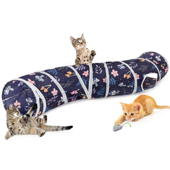 Glittme tunnel pour chat, forme S avec jouet inclus, stimulation ludique pour sessions de jeu.