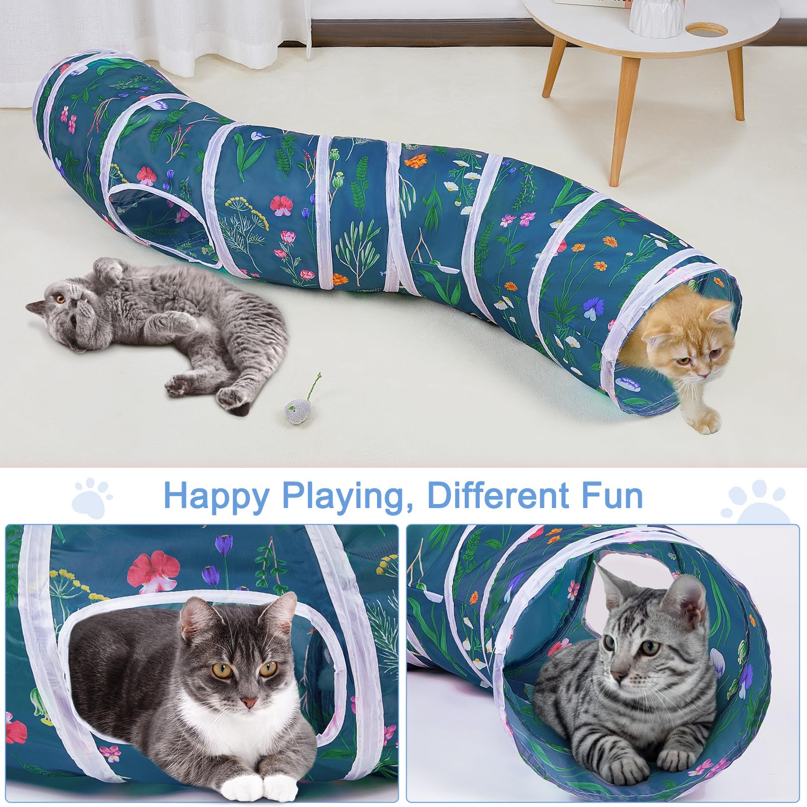 Tunnel Glittme avec jouet souris inclus pour stimulation ludique.
