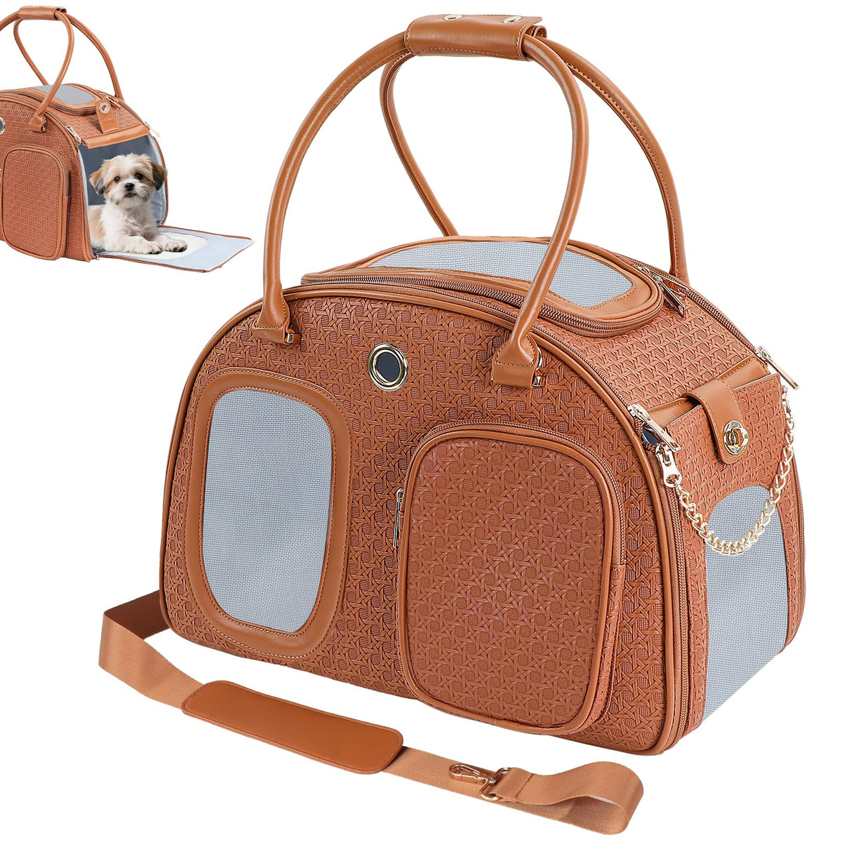 Globlyte sac pour petit chien, extérieur luxe et design élégant.