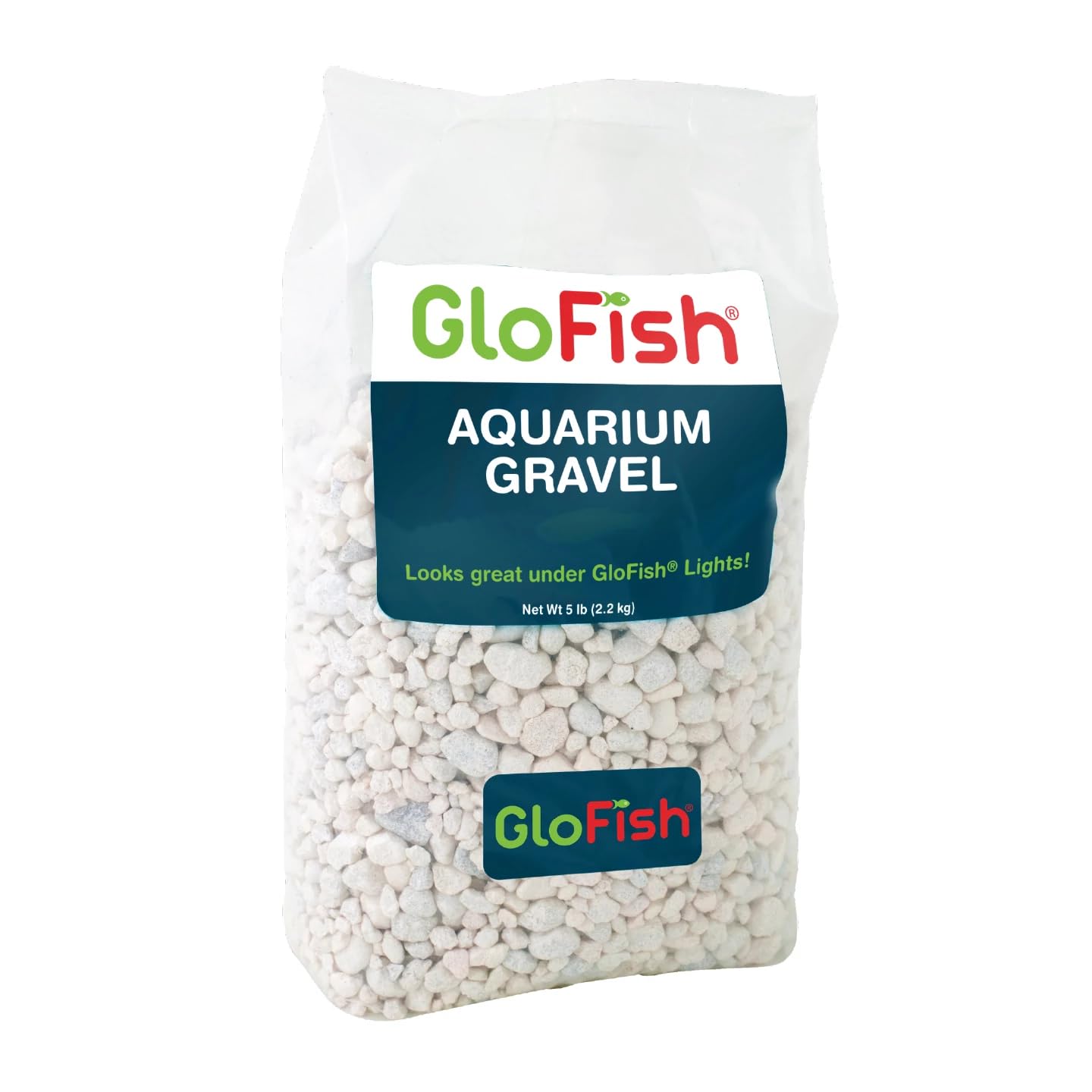 GloFish gravier blanc 5 livres, base colorée pour aquarium.
