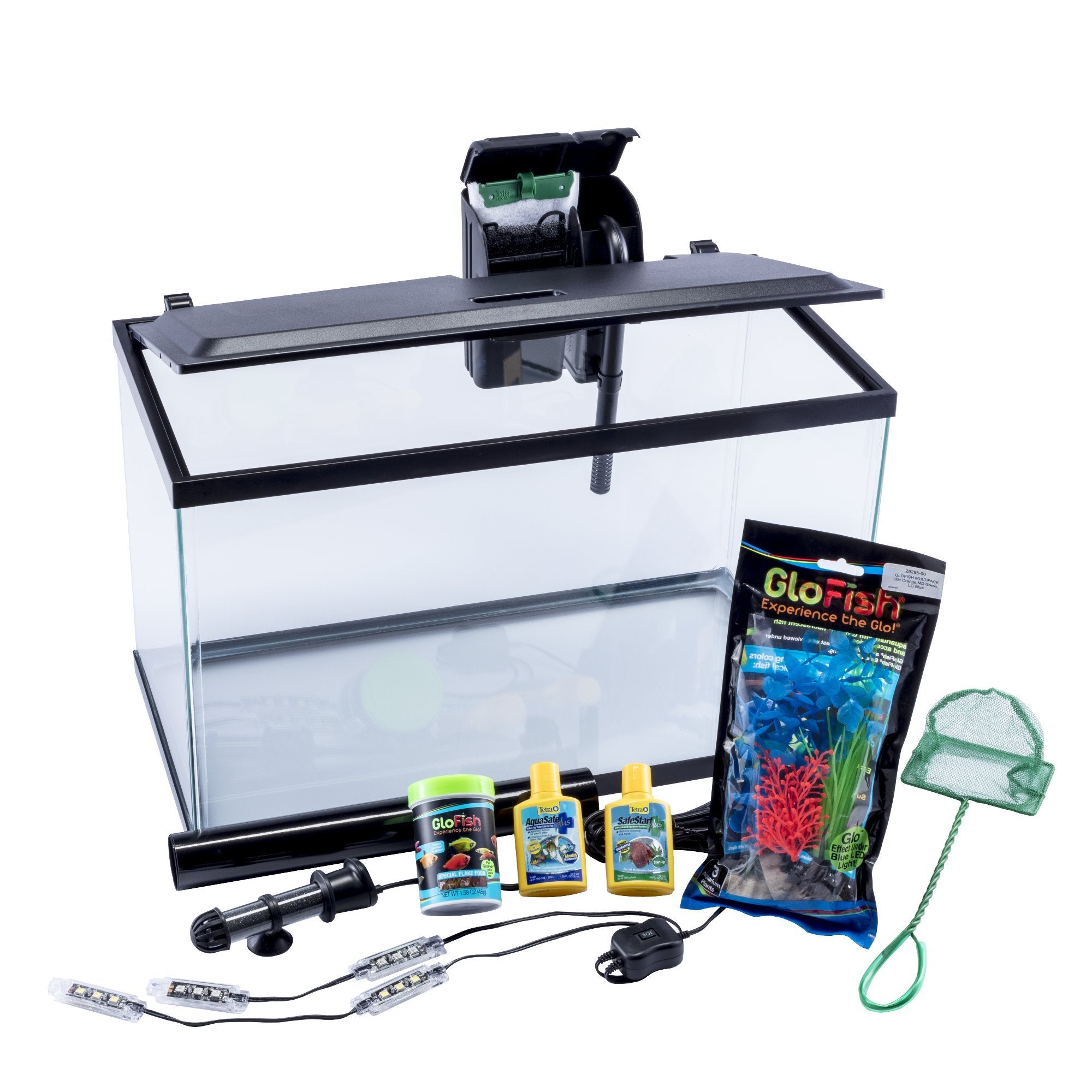 Éclairage LED blanc et bleu GloFish valorisant les poissons fluorescents