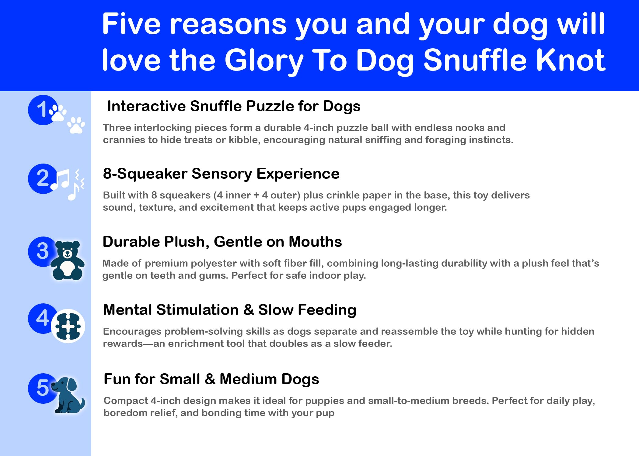 Glory To Dog base-crissement peluche: surface douce qui attire et satisfait les jeux.