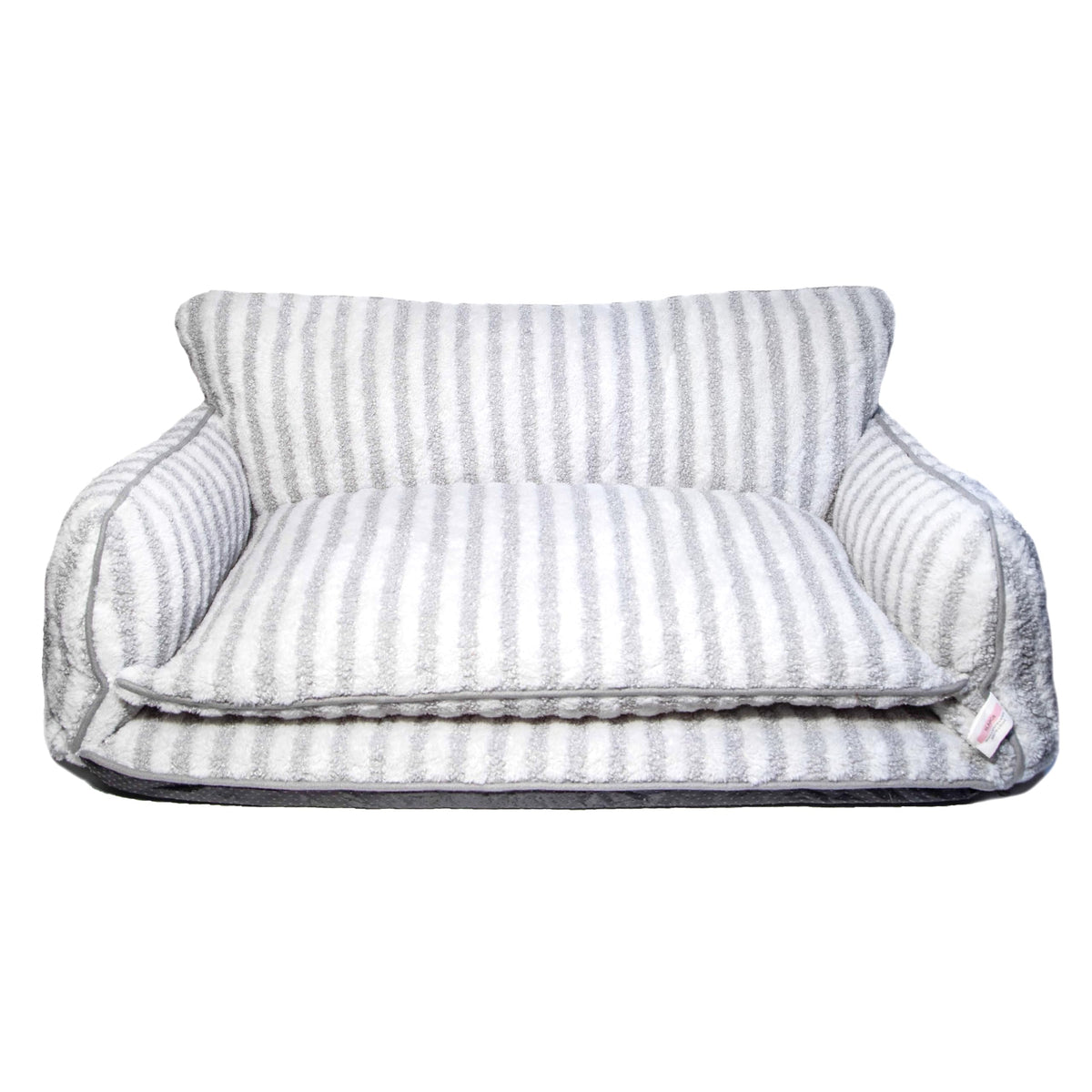 Lit Glow Pups pour chien, design rayé gris: confort optimal.