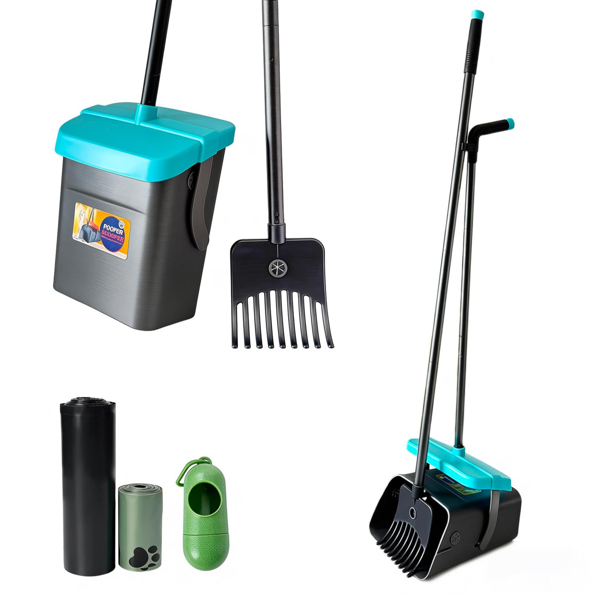 Glowspire ramasse-dechets chiens 46 pouces bleu facilitant le nettoyage sans effort