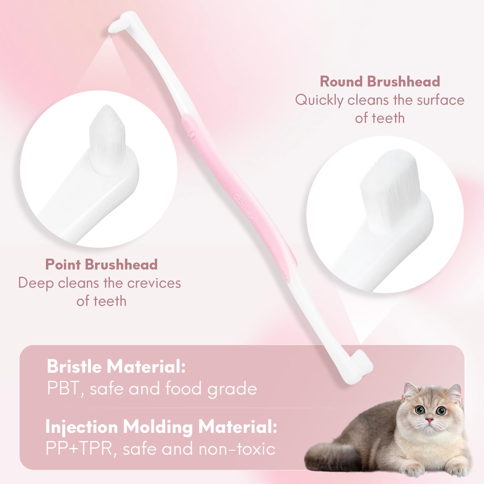 Brosse Gluckelk pour chats, poils nano ultra-doux pour un brossage en douceur.