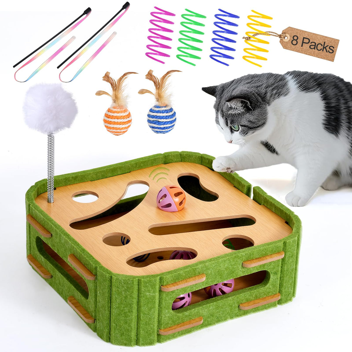 GLYVIAN boîte puzzle 5-en-1: stimulation mentale pour chat, jeu interactif