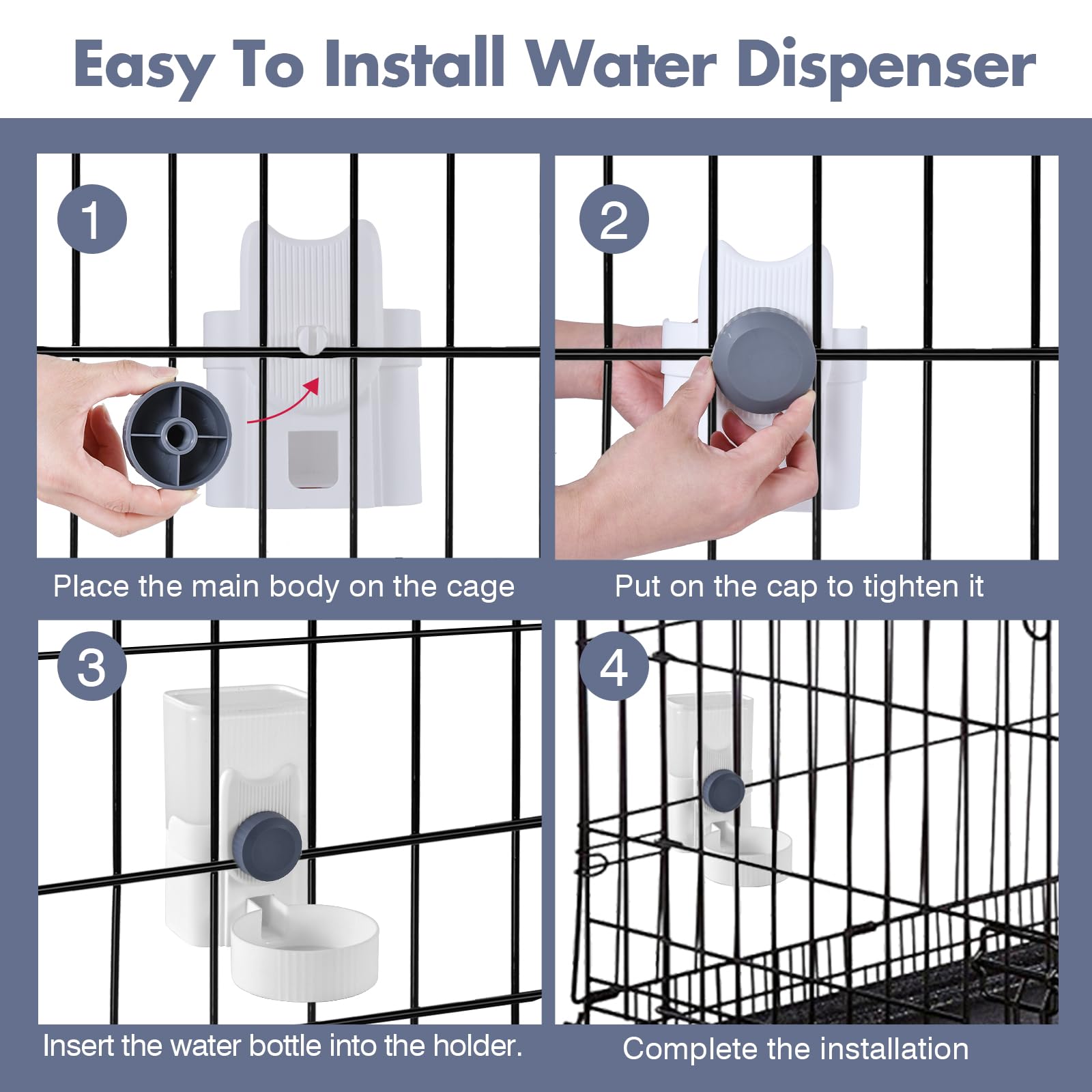 GLYVIAN bouteille-cage-accrochable installation rapide et flexible dans la cage.