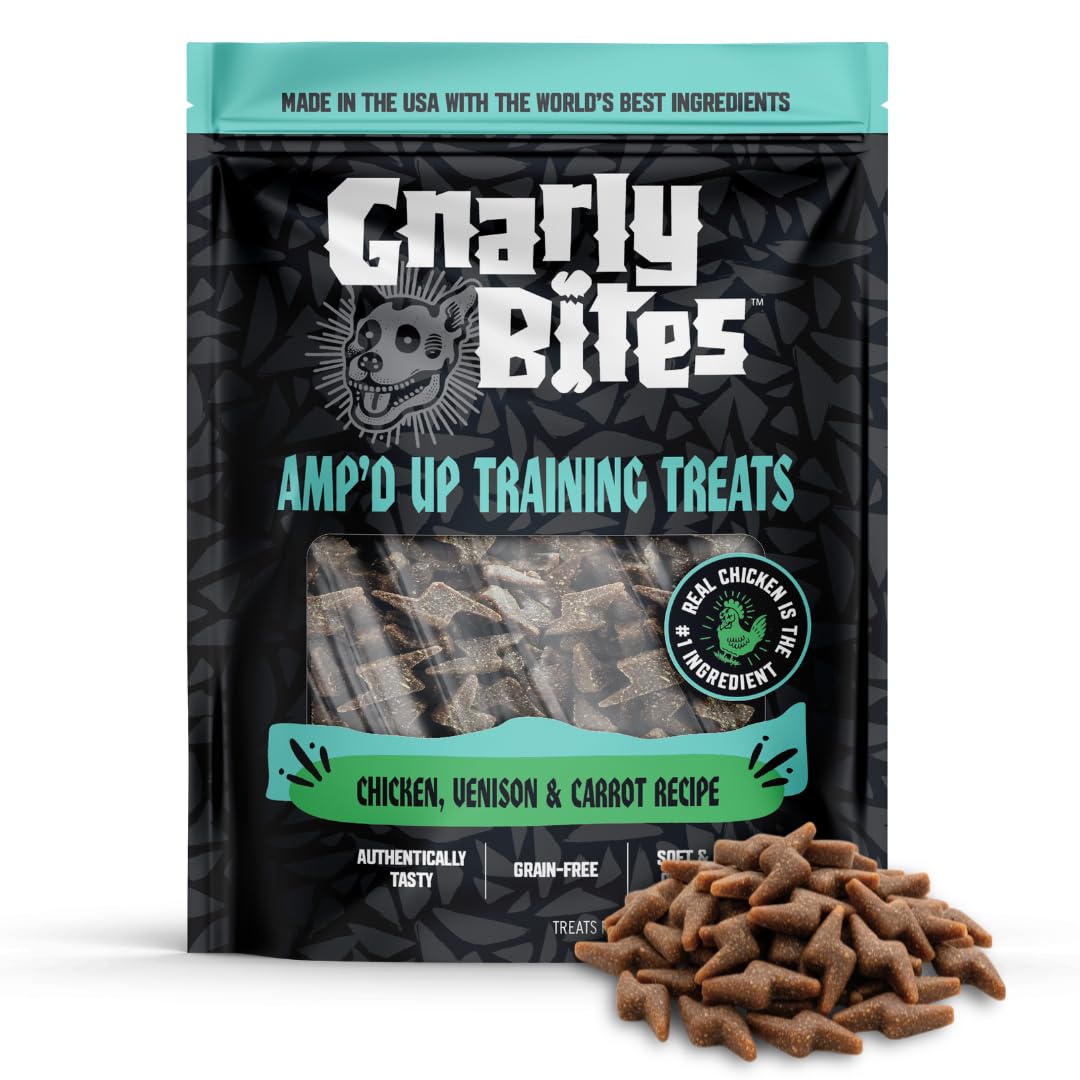 Gnarly Bites Amp’d Up: sachet pratique pour le dressage et les récompenses rapides.