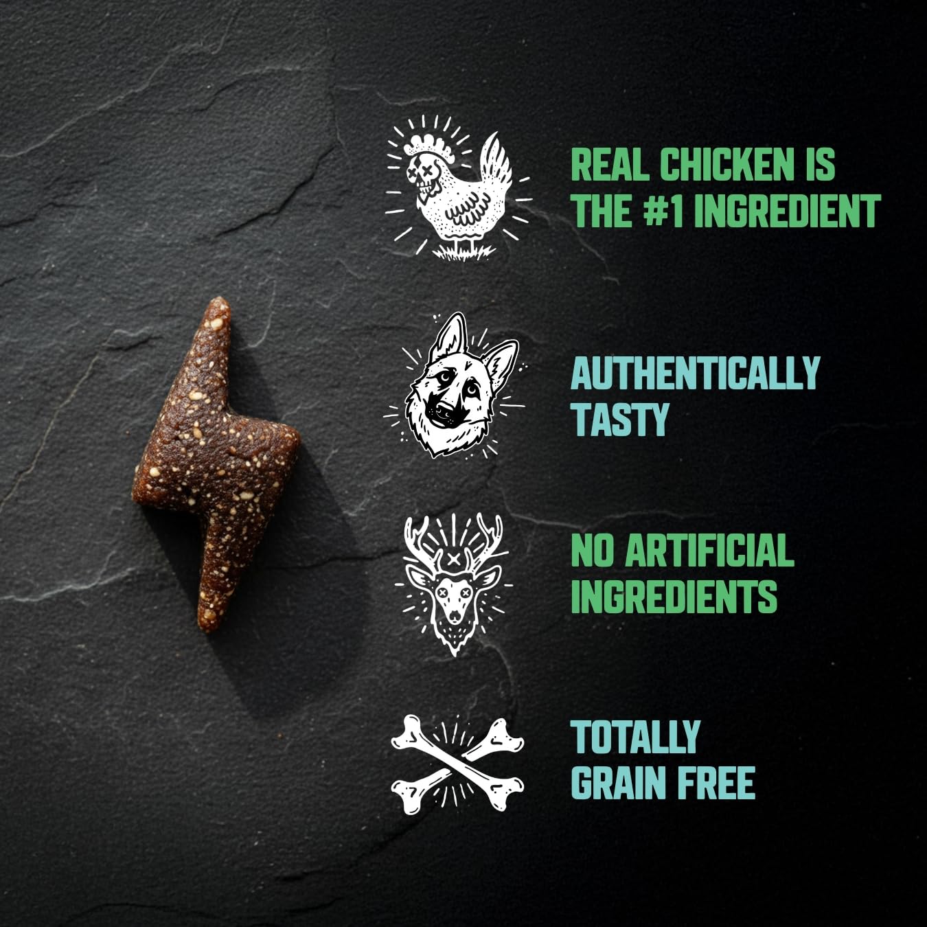 Gnarly Bites Amp’d Up: goût riche venaison et carottes pour stimuler l’attention.