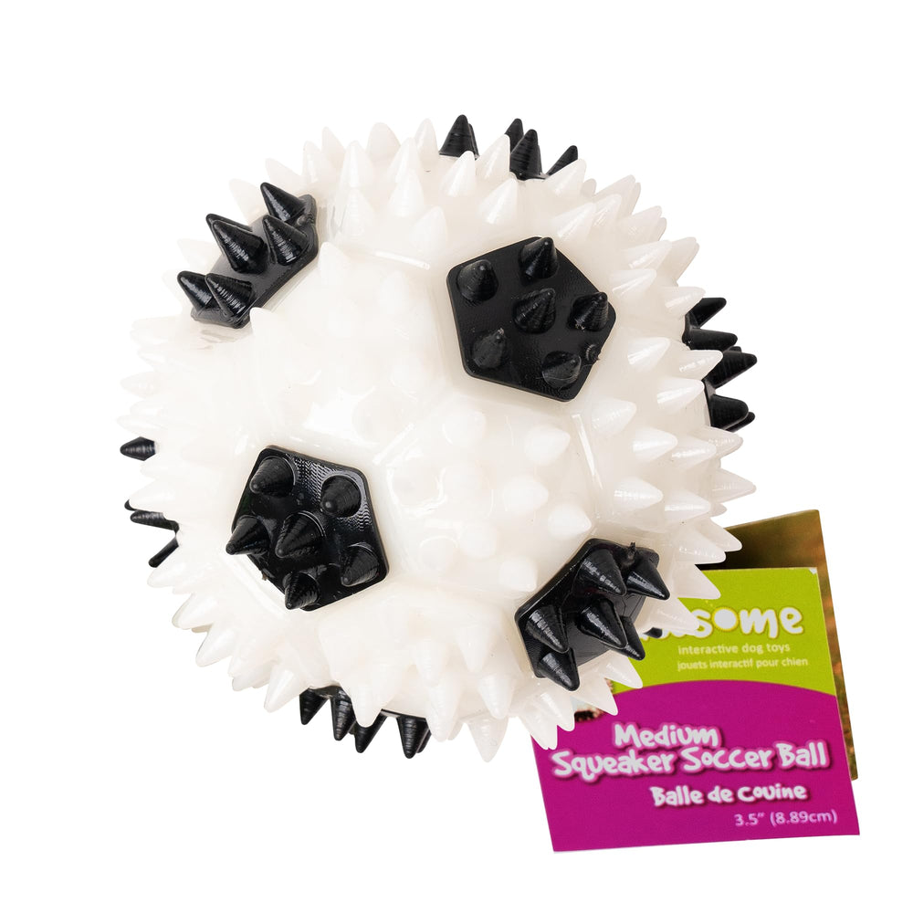 Gnawsome balle-football chien 3,5 pouces avec sifflet pour stimulation ludique.