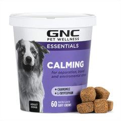Pot apaisant GNC Pets Essentials pour chiens, rangement pratique.